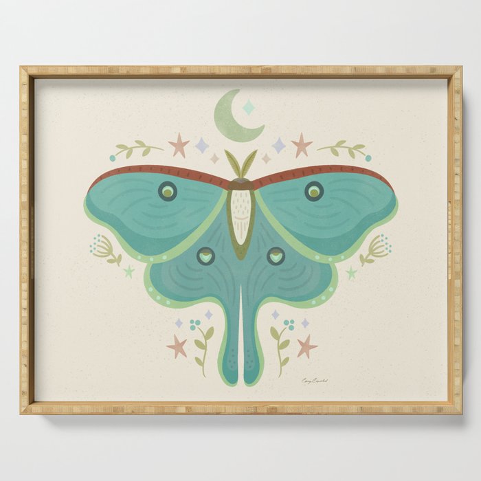 Luna Moth with Moon and Stars Serving Tray