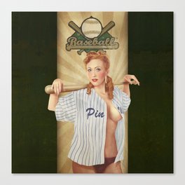 VINTAGE GIRLS - Baseball Canvas Print