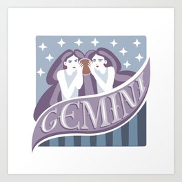 Gemini Women Lettering Illustration Art Print