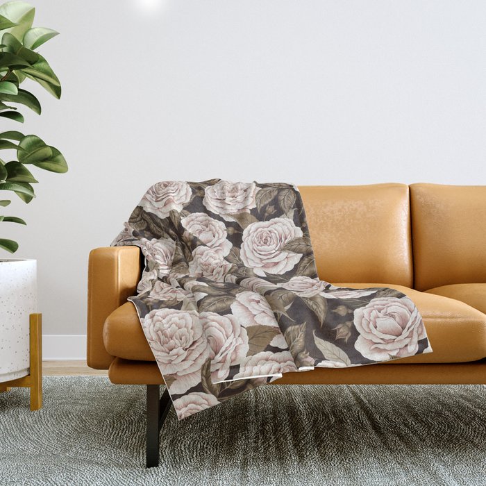 A Realm Of Roses - Dark Academia Throw Blanket