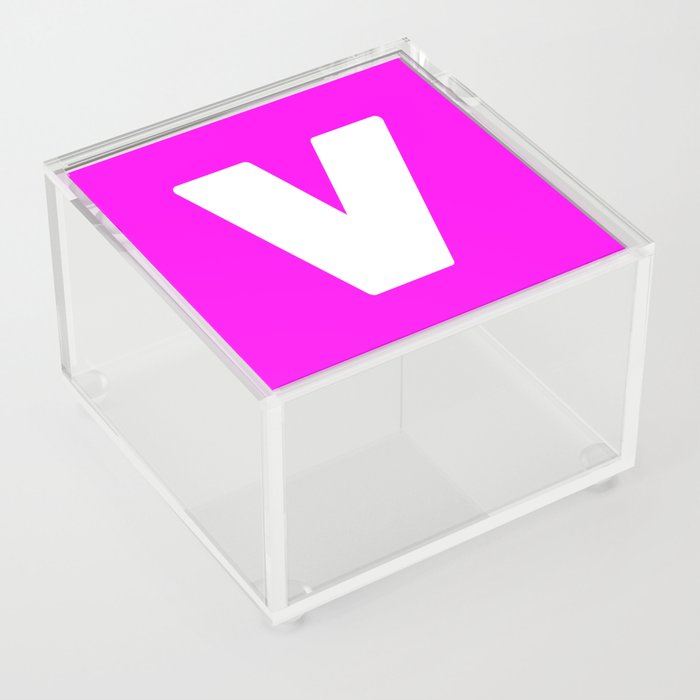 V (White & Magenta Letter) Acrylic Box