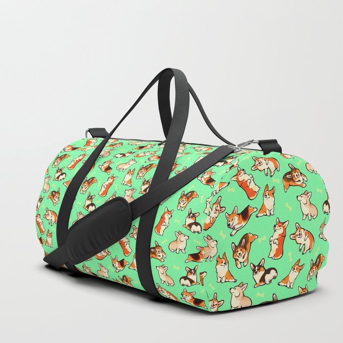 Jolly Corgis In Green Duffle Bag By Colordrilos Society6 Jolly Corgis In Green Duffle Bag