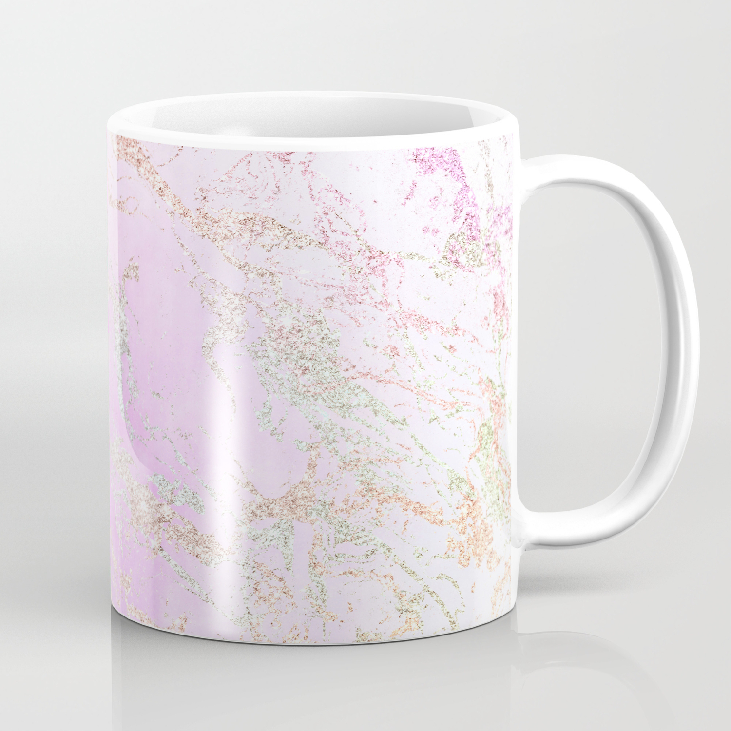 Modern Rainbow Glitter Marble On Nebula Watercolor Ombre Coffee