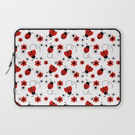 Red Ladybug Floral Pattern Laptop Sleeve