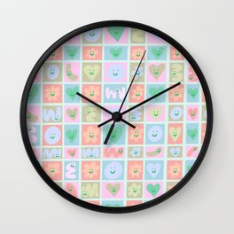 Love Candies - Pastel Blue and Coral Wall Clock