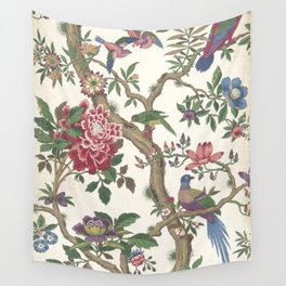 18th Century Chinoiserie Magpie Ivory Peony Garden Wall Tapestry