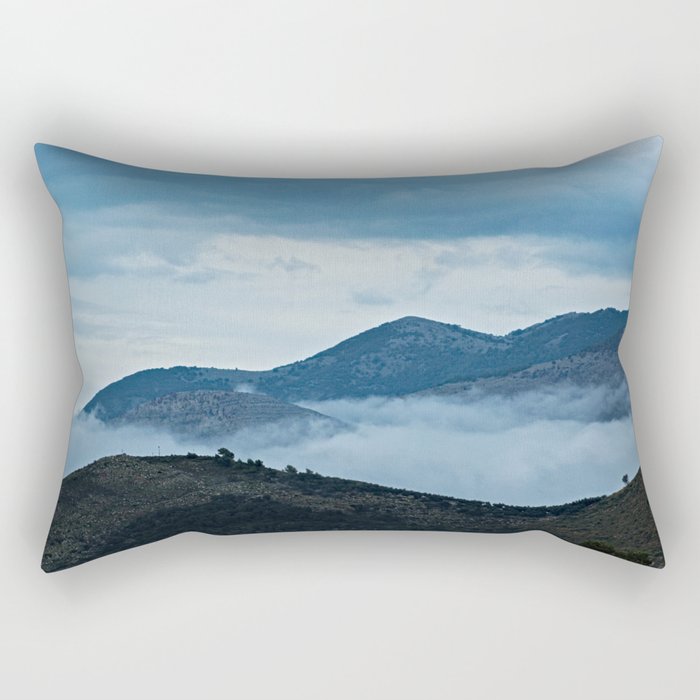 Hills Clouds Scenic Landscape Rectangular Pillow