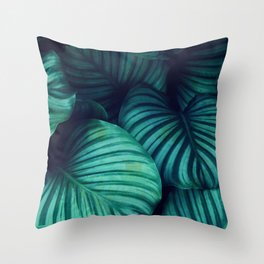 Night Vision Tropical Peace Leaves Throw Pillow