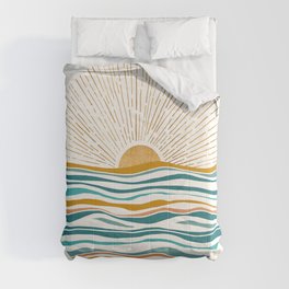 The Sun and The Sea - Gold and Teal Comforter