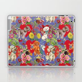 Poodle Dogs & Cats Celebrate Love with Flowers - Veri Peri  Laptop Skin
