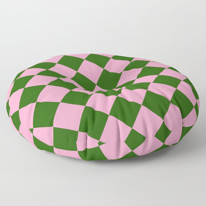 Pink & Green Checkerboard Floor Pillow