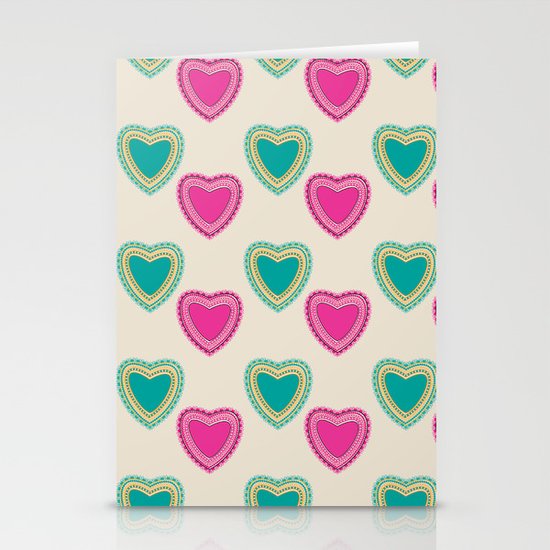 Doodle corazon rosa Stationery Cards