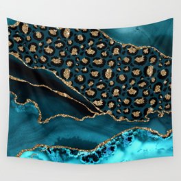 Blue & Gold Leopard Agate Wall Tapestry