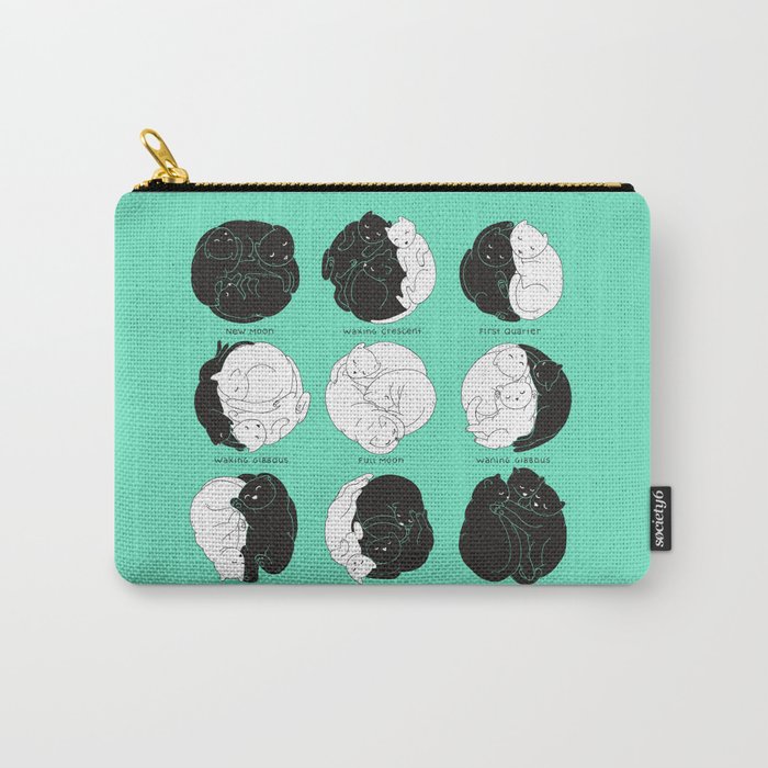 Kitty Lunar Cycle_Minty Carry-All Pouch