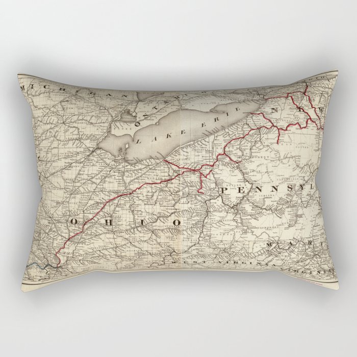 Map of the Erie Railroad (1869) Rectangular Pillow