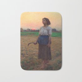 Jules Breton - Song of the Lark Bath Mat | Realism, Oil, France, Homedecor, Alouette, Julesbreton, Girl, Painting, Field, Country 