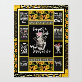 sunflower I'm Just A Girl Who Loves Cows Canvas Print