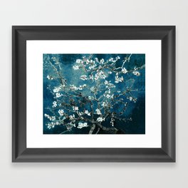 Van Gogh Almond Blossoms : Dark Teal Framed Art Print