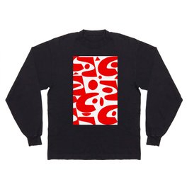 Red and white abstract art organic decorative Long Sleeve T Shirt