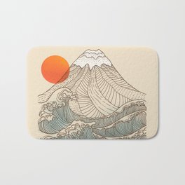 Mount Fuji the great wave  Bath Mat | Mountain, Beach, Japan, Curated, Watercolor, Japanese, Drawing, Mountfuji, Sea, Hiking 