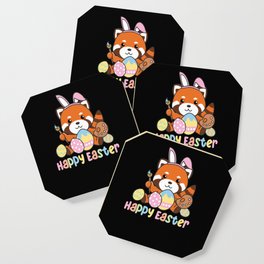 Happy Easter Cute Red Panda Easter Easter Eggs Coaster