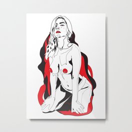Eva Elfie (Red Hot) Metal Print | Curated, Red, Nude, Adult, Black And White, Woman, Star, Film, Elfie, Digital 