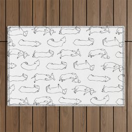 Dachshund Sleep Study Pattern. Sketches of my pet dachshund's sleeping positions. Outdoor Rug