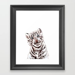 Baby White Tiger Framed Art Print