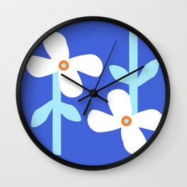 Two White Flowers Wall Clock
