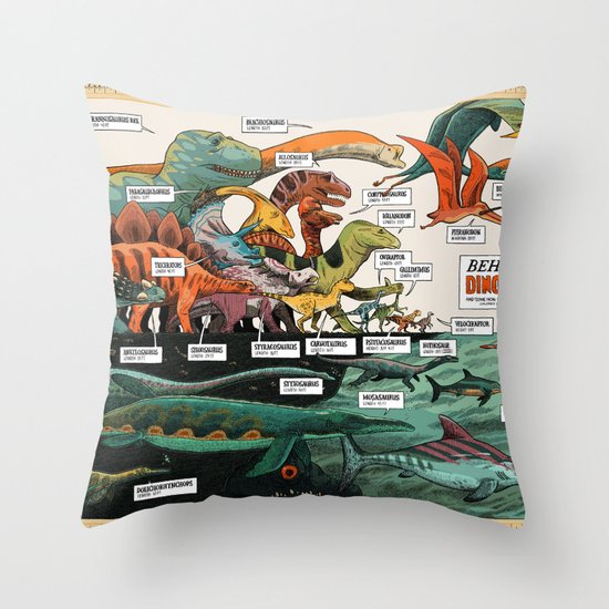 BEHOLD! THE DINOSAURS! Throw Pillow