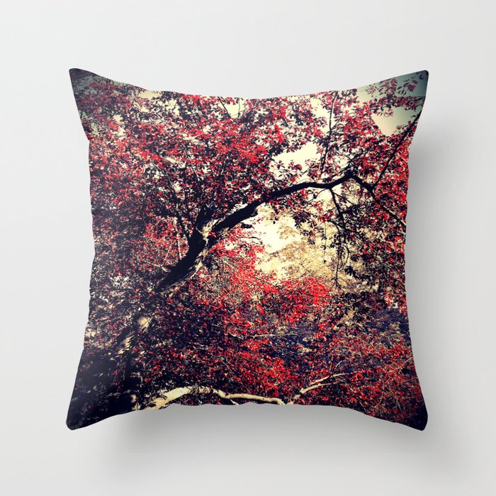 Red is the Tree that Grows Throw Pillow