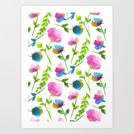 Wattercolor pink poppies Art Print