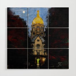 Golden Dome At Dusk: South Bend, IN Wood Wall Art