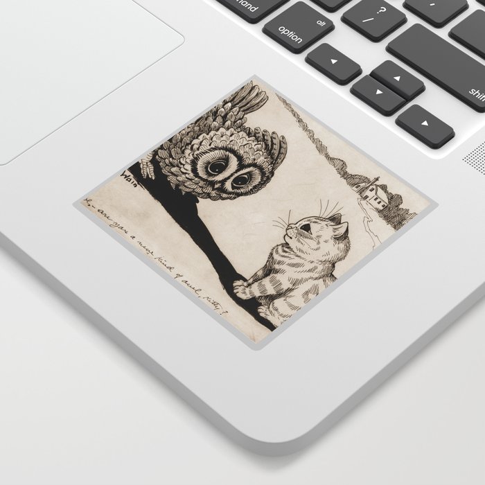 Mr. Owl - Are You a New Kind of Owl, Kitty? by Louis Wain Sticker