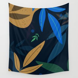 Abstract  Autumn Leaves Blue Wall Tapestry