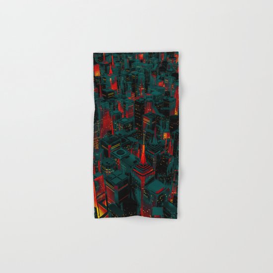 Night city glow cartoon Hand & Bath Towel