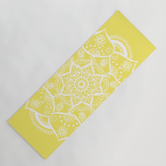 Mellow Yellow Flower Mandala Yoga Mat