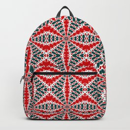 Red Black White Repeat Kaleidoscope Pattern Backpack