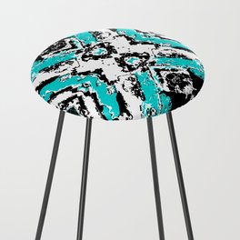 Blue Changes - Abstract black, white and blue Counter Stool