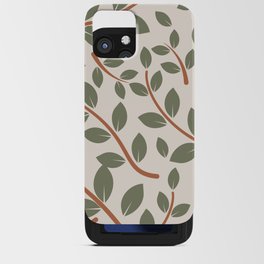 Retro Style Leaves Pattern - Camouflage Green and Alabaster iPhone Card Case