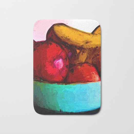 Yellow Bananas and Red Apples Bath Mat