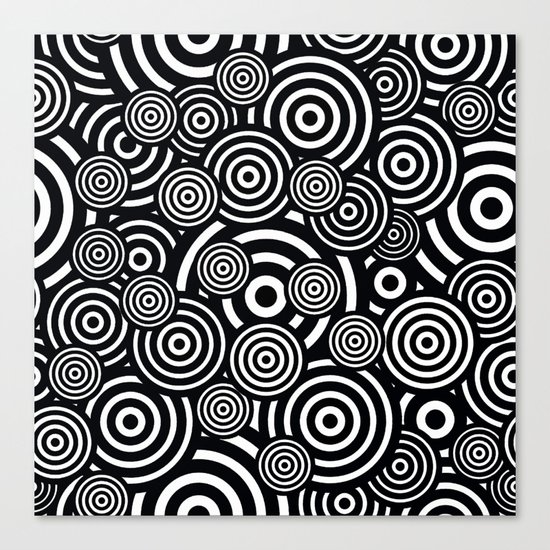 BLACK AND WHITE BULLSEYE ABSTRACT Canvas Print