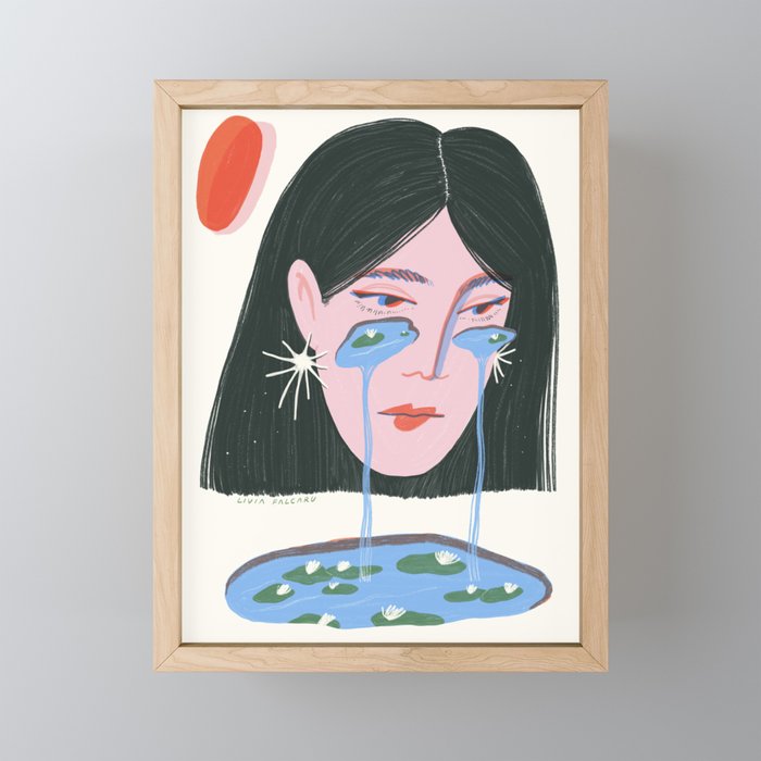 Water Lily Tears Framed Mini Art Print
