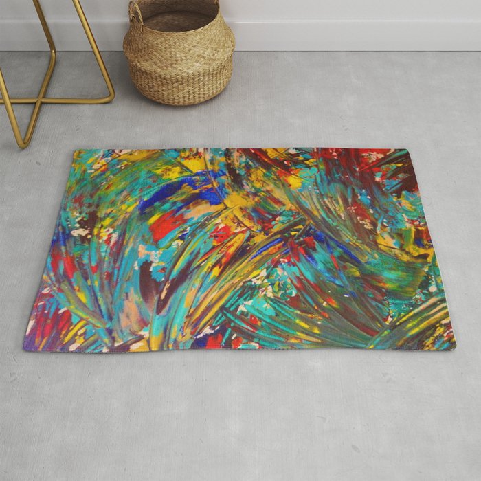 Fireworks In Color Bold Abstract Acrylic Painting Lovely Masculine Fireworks In Color Bold Abstract Acrylic Painting Lovely Masculine Colorful Splash Pattern Gift Rug