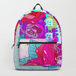 A Rose Is A Rose Is A Rose Backpack | Colorful, Typography, Leaves, Figurative, Dew, Graphic, Aroseisaroseisarose, Roses, Pop Art, Stars 