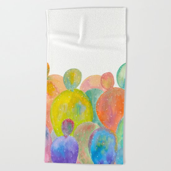 Rainbow Cactus Beach Towel