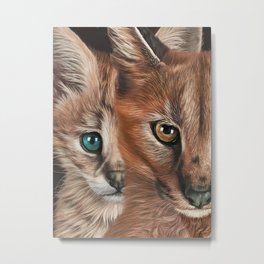Eurasian lynx and wild kitty. Close-Up Of Serval African Wild Cats. Two Cats Faces. Modern Art Print. Serval Wall Art. Cat lover Gift  Metal Print | Animal, Kitty, Looking, Lynx, Painting, Bengalcat, Catface, Artposter, Artprint, Cute 