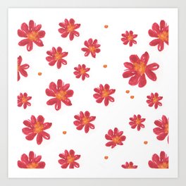 Little red flowers pattern Art Print