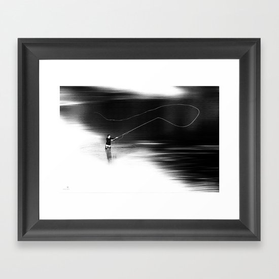 A river runs through it. (dotted) Framed Art Print