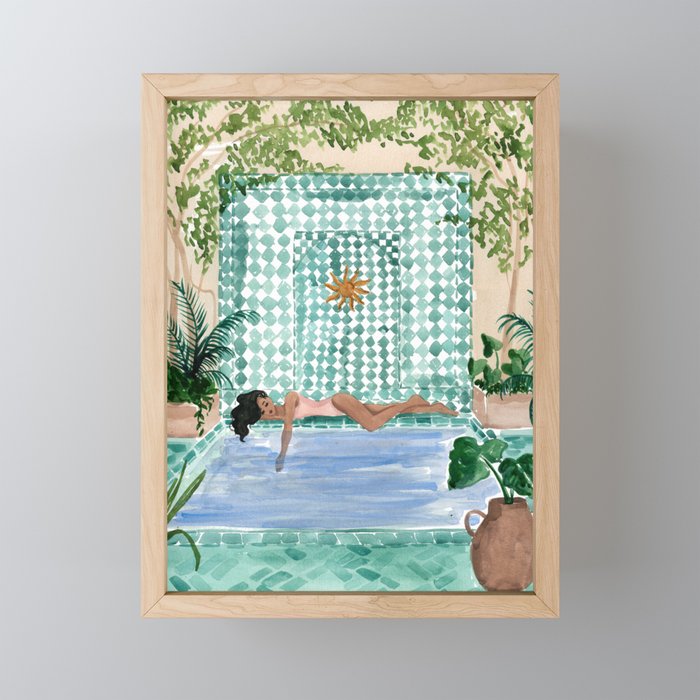 Poolside Siesta Framed Mini Art Print